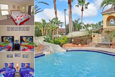 4 chambres, 3. 5 salles de bain townhome sur le lieu. Piscine, toboggan aquatique, bar tiki, centre de remise en forme