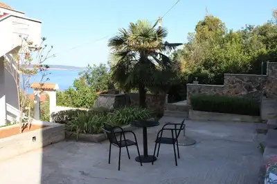 Image de Garçonnière avec la terrasse et la vue sur le mer Kali, Ugljan (As-8202-b)