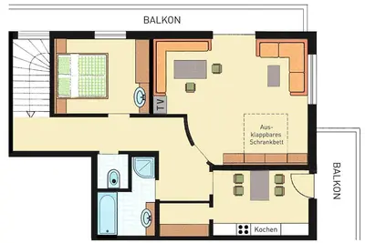 Image de (02)Zwei-Raum-Ferienwohnung 71qm, Bad/Wc, Extra-Schlafzimmer, Küche, Balkon