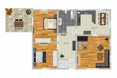 Image de Apartment Nr. 3, für 1 bis 2 Personen, 30 qm, 1 Schlafzimmer, Balkon