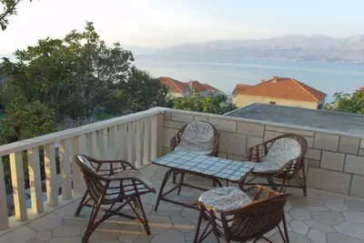 Image de Appartement d'une chambre avec le balcon et la vue sur le mer Postira, Brac (A-740-b)