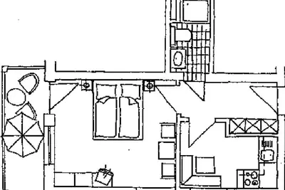 Image de Appartement avec kitchenette, mobilier confortable et balcon