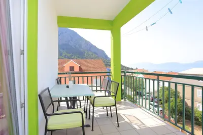 Image de Garçonnière avec la terrasse et la vue sur le mer Gradac, Makarska (As-2784-d)