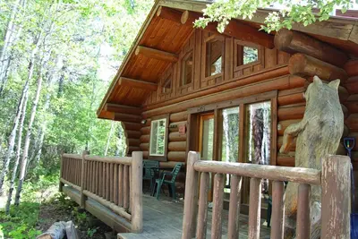Image de Pour toute la famille Log House avec bain Ă remous, Ă droite sur la piste de ski Methow Valley
