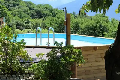 Image de Rustico typique avec jardin et vue magnifique sur le lac de CĂ´me et la piscine