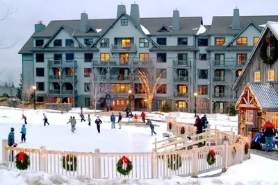 Image de Spacieux 4Br \/ 4Bth Lodge Avec Ice Skating Pond, piscine chauffée, 2 min à pied de ski