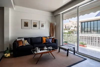 Image de Encadrement de la culture-appartement juste en face du musée de l'Acropole, avec vue sur le Parthénon