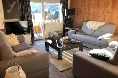 Image de Appartement rénové 3 pièces, 6 pers, balcon, proche pistes et commerces, Megève Jaillet