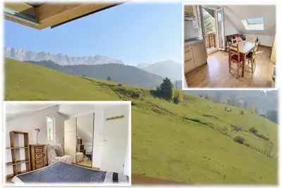 Image de T2 entièrement équipé, avec balcon, dans résidence calme vue montagne.