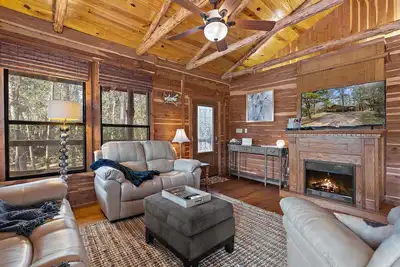 Image de La détente vous attend! Escapade amusante, 2/2 cabane en rondins sur le lac