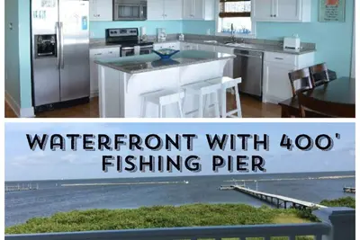 Image de Waterfront Home w \/ 400 'Fishing Pier. Crabe et poisson au large de la jetée avec accès en bateau.