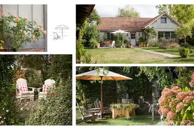 Image de Esprit \"cottage\" avec jardin paysagé clôturé-