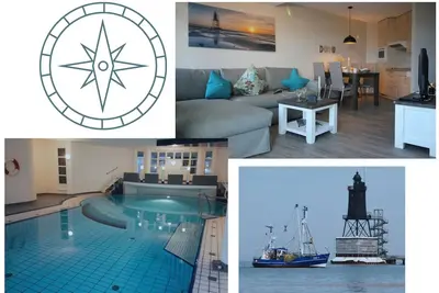Image de appartement exclusif - vue mer - piscine - sauna - WiFi - chaise de plage