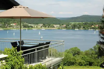 Image de Magnifique vue sur le lac dans un cadre de randonnée idyllique, sauna, cheminée et. Piscine (été)