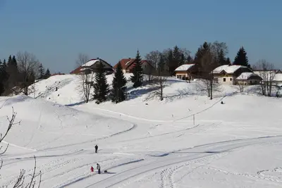 Image de Studio ambiance montagne, jolie vue valonnée sur les crêtes boisées