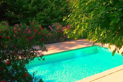Image de maison indépendante dans un cadre privilégié, piscine privée, animaux acceptés.