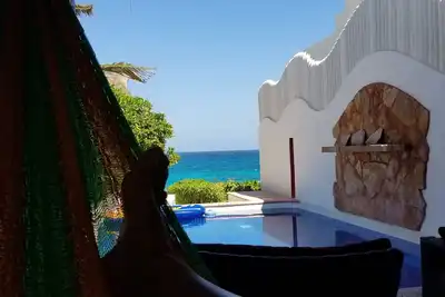 Image de Villa De Style Ocean Front-Mexicain Avec Caraibes Vue Mer Bleue Avec Piscine