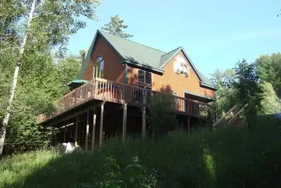 Image de Luxueux, isolé, chalet de ski, avec décor champêtre et bain à remous près d'Okemo