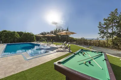 Villa Ammoyiali on the Beach -  a large modern villa that sleeps 8 guests in 4 bedrooms