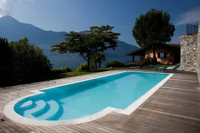 . . . Piscine privée chauffée, 2500 m2. . . vue imprenable sur le lac