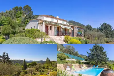 Image de Côte d'Azur; villa climatisée avec piscine, superbe vue sur le terrain de 2000m²