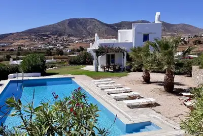 Image de Paros, Drios Golden Beach: belle villa, grande piscine privé, vue s\/mer unique