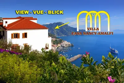 Appartement in villa à Amalfi, avec  vue sur la mer et la Cote, parking, wifi