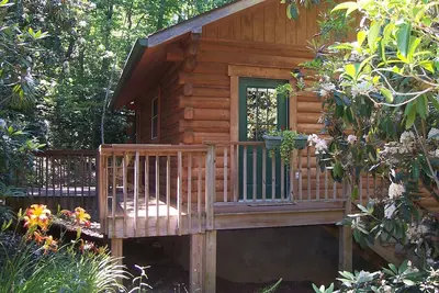 Image de Venez vous détendre dans notre cabane en rondins dans un cadre privé et boisé - couleur d'automne! !