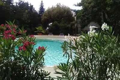 Image de Mas provençal rénové avec goût, sobriété et confort avec sa grande piscine
