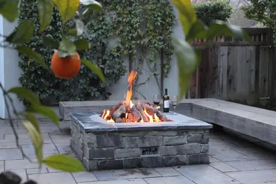 Image de Un verre de vin au coin du feu après le dîner et à 5 pâtés de maisons de la ville
