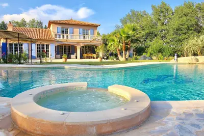 Image de Profitez de cette belle villa avec piscine à débordement et jacuzzi comprenant un grand jardin
