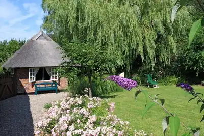 Image de Pittoresque petite maison au toit de chaume, distance de la plage