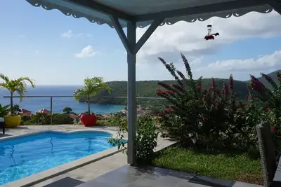 Image de Villa avec piscine offrant une vue imprenable sur la mer de Caraïbes