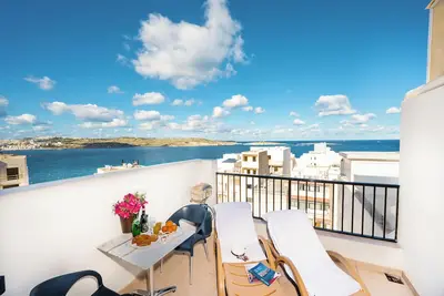 Image de Bugibba - penthouse à 150m de la promenade - Jolies vues sur la mer, Bbq