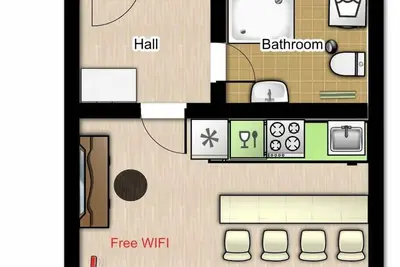 Image de Appartement avec 1 chambre, cuisine et salle de bain pour 2-4 personnes