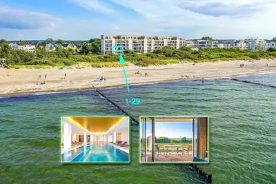 Image de Suite confortable avec vue directe sur la mer Baltique, piscine et sauna, à 30 mètres de la plage,