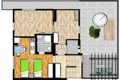 Image de Appartement avec 1 chambre, kitchenette et salle de bain pour 2 personnes