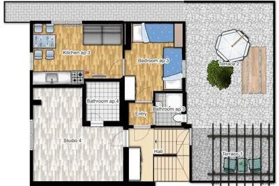 Image de Appartement avec 1 chambre Ă coucher, cuisine et salle de bains pour 2-4 personnes