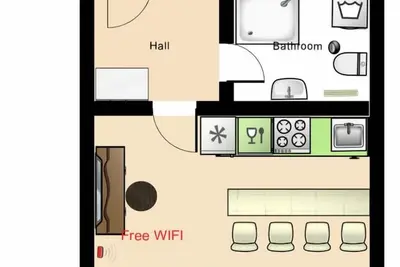 Image de Appartement avec 2 chambres, kitchenette et salle de bain pour 2-4 personnes