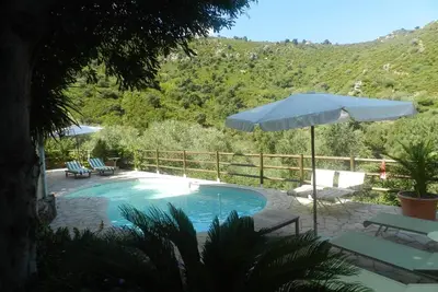 Image de Villa Ă Collioure avec piscine au milieu des vignes avec vue sur la montagne