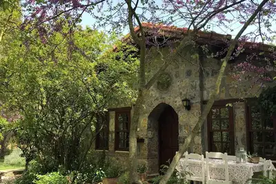 Image de Cottage en pierre traditionnel avec magnifique jardin dans le village historique de Kaya.