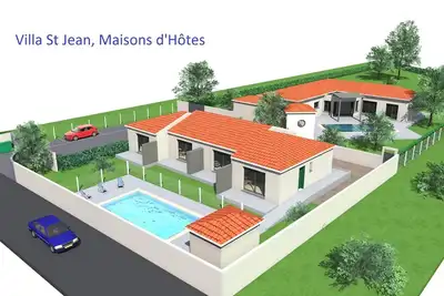 Image de 4 appartements dans villa à la campagne au calme avec piscine, proche mer