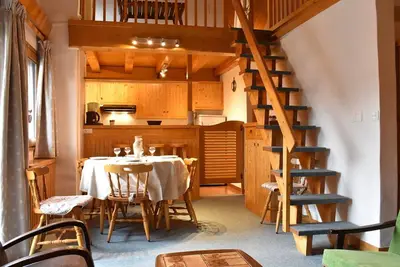 Image de Studio mezzanine 5 pers. à Méribel, 100m des pistes, proche commerces - Balcon, parking, casier à skis