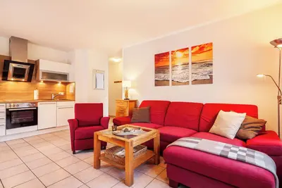 Image de appartement confortable au rez-de-chaussée avec terrasse, à 50 m du Salzhaff dans un emplacement privilégié