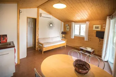 Image de \"Le vieux chêne\" chalet avec vue sur les lavandes et le mont ventoux