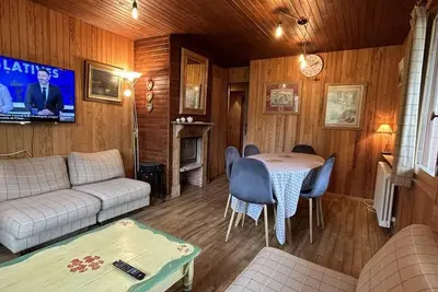 Image de 270m des commerces, 1er étage, vue pistes de ski, balcon, télévision, casier à ski, 45m²