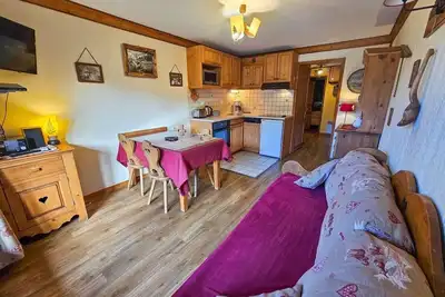 Image de 100m des commerces, Rez-de-chaussée, vue montagne, balcon, télévision, casier à ski, 30m²