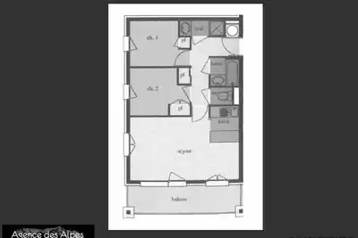 Image de 150m des commerces, étage -1, balcon, télévision, casier à ski, 45m², Les Menuires