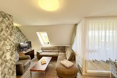 Image de Appartement 05 avec balcon et Boddenblick - Haus Inselperle surplombant la baie