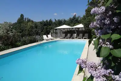 Image de Charmant colombier d'époque  avec piscine commune, platanes et fontaines